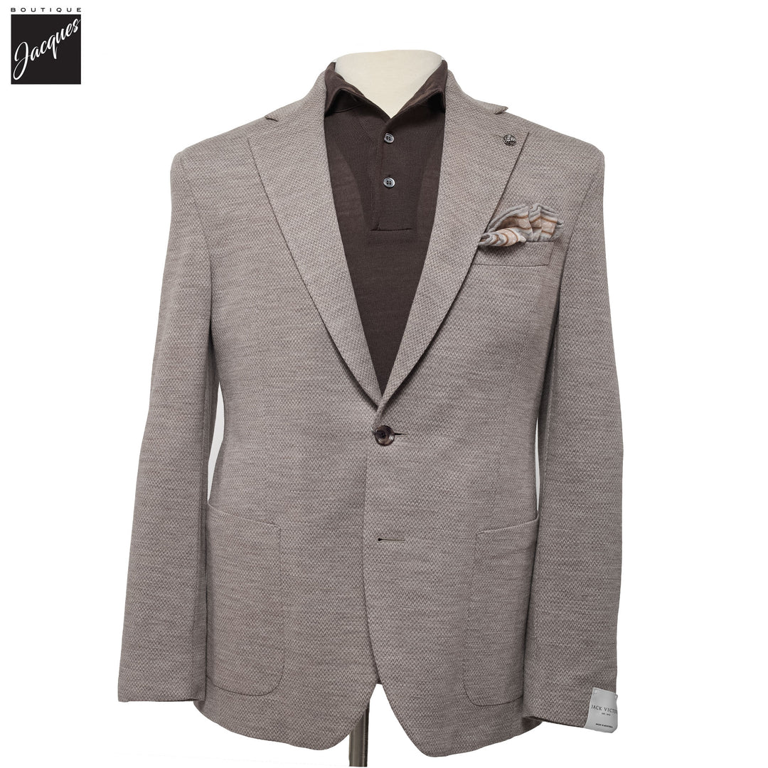 Beige Herringbone Hartford Contemporary Fit Unconstructed Sport Jacket - Jack Victor