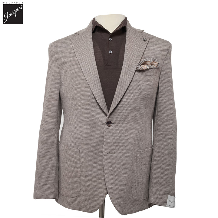 Beige Herringbone Hartford Contemporary Fit Unconstructed Sport Jacket - Jack Victor