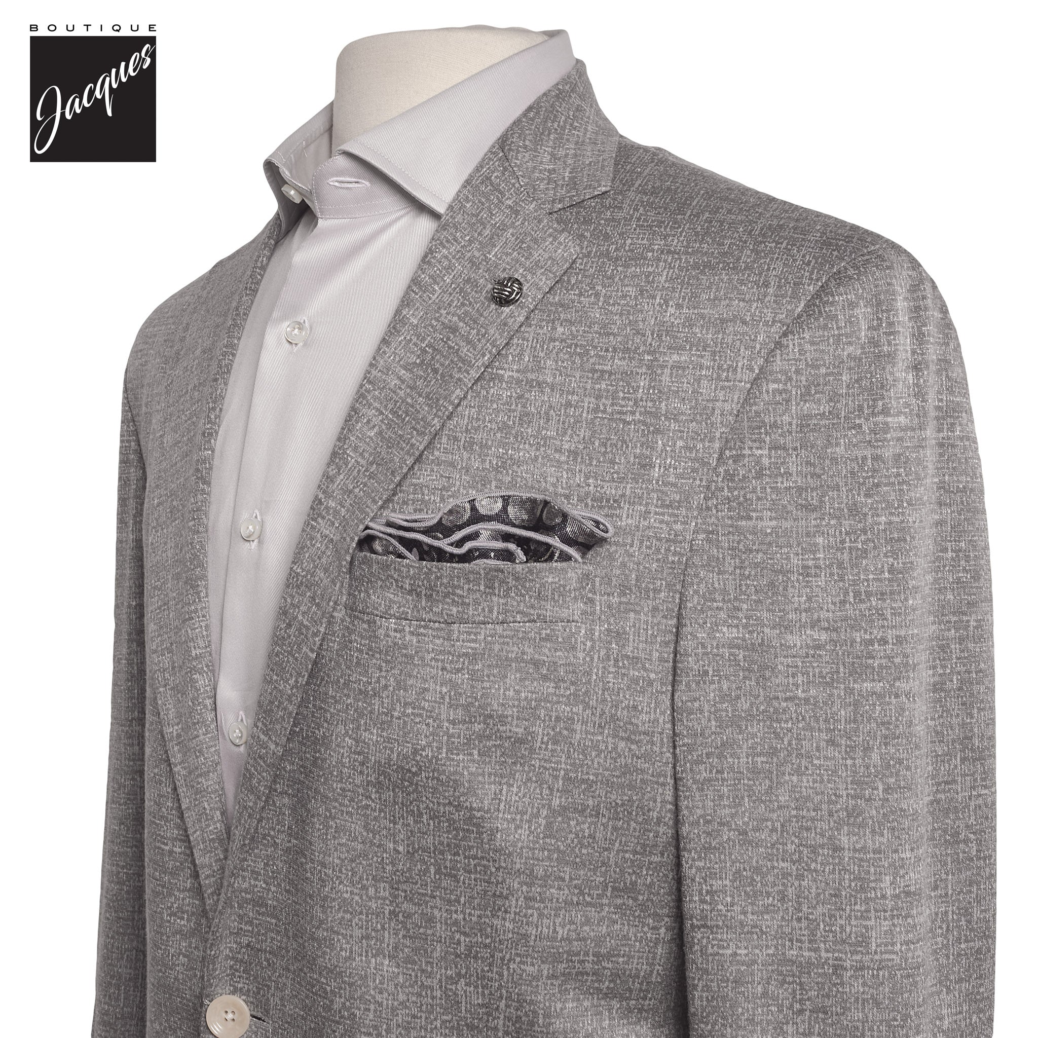 Mid Gray Knit Wool/Silk/Linen Hartford Contemporary Fit Sport Jacket - Jack Victor