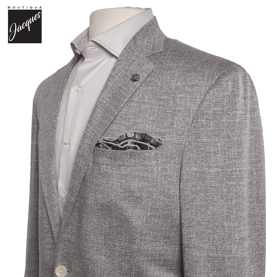 Mid Gray Knit Wool/Silk/Linen Hartford Contemporary Fit Sport Jacket - Jack Victor