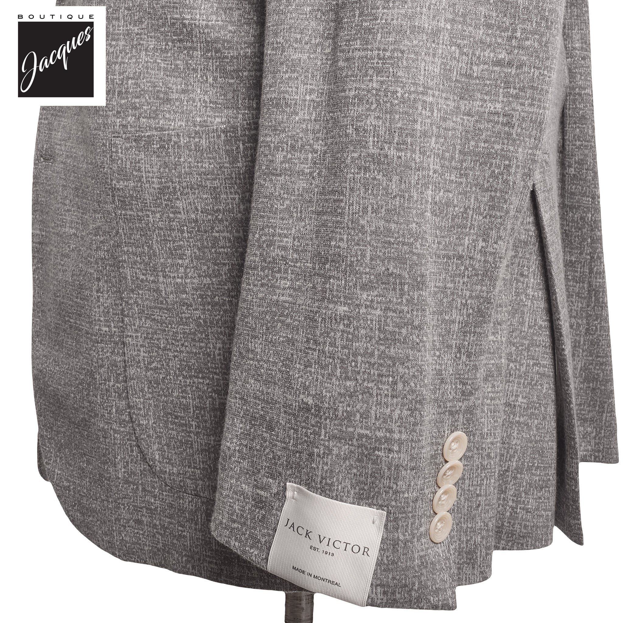 Mid Gray Knit Wool/Silk/Linen Hartford Contemporary Fit Sport Jacket - Jack Victor
