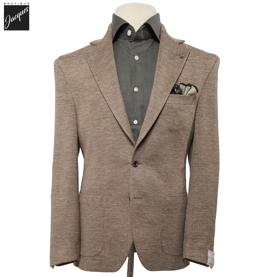 Beige Melange Hartford Contemporary Fit Unconstructed Sport Jacket - Jack Victor