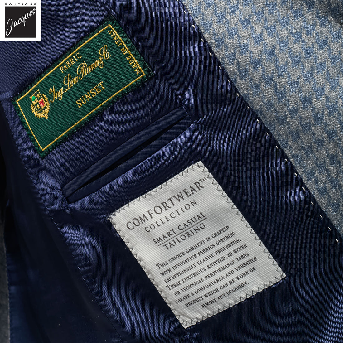 Blue Houndstooth Silk-Cashmere Hartford Contemporary Fit Unconstructed Sport Jacket - Jack Victor