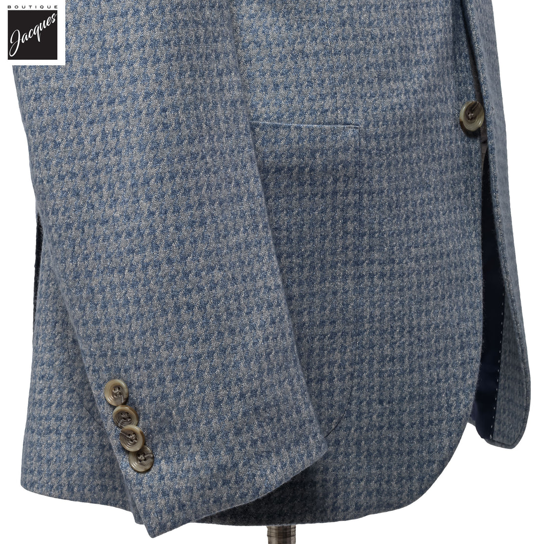 Blue Houndstooth Silk-Cashmere Hartford Contemporary Fit Unconstructed Sport Jacket - Jack Victor