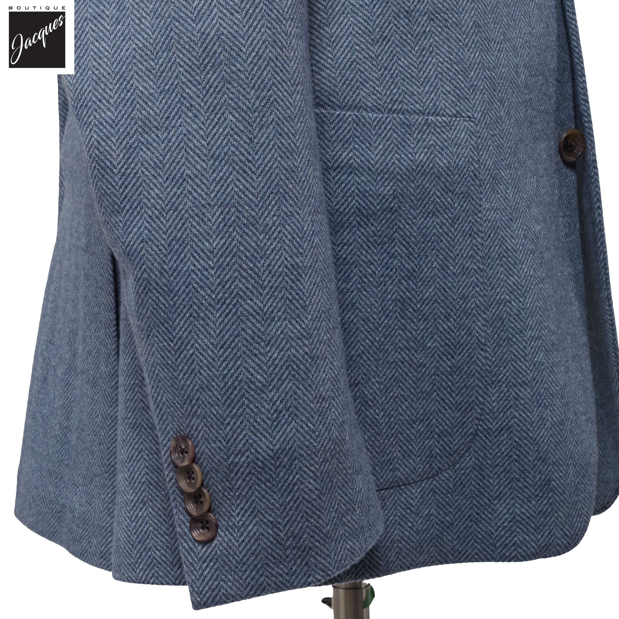 Blue Herringbone Cashmere-Silk Hartford Contemporary Fit Soft Sport Jacket - Jack Victor