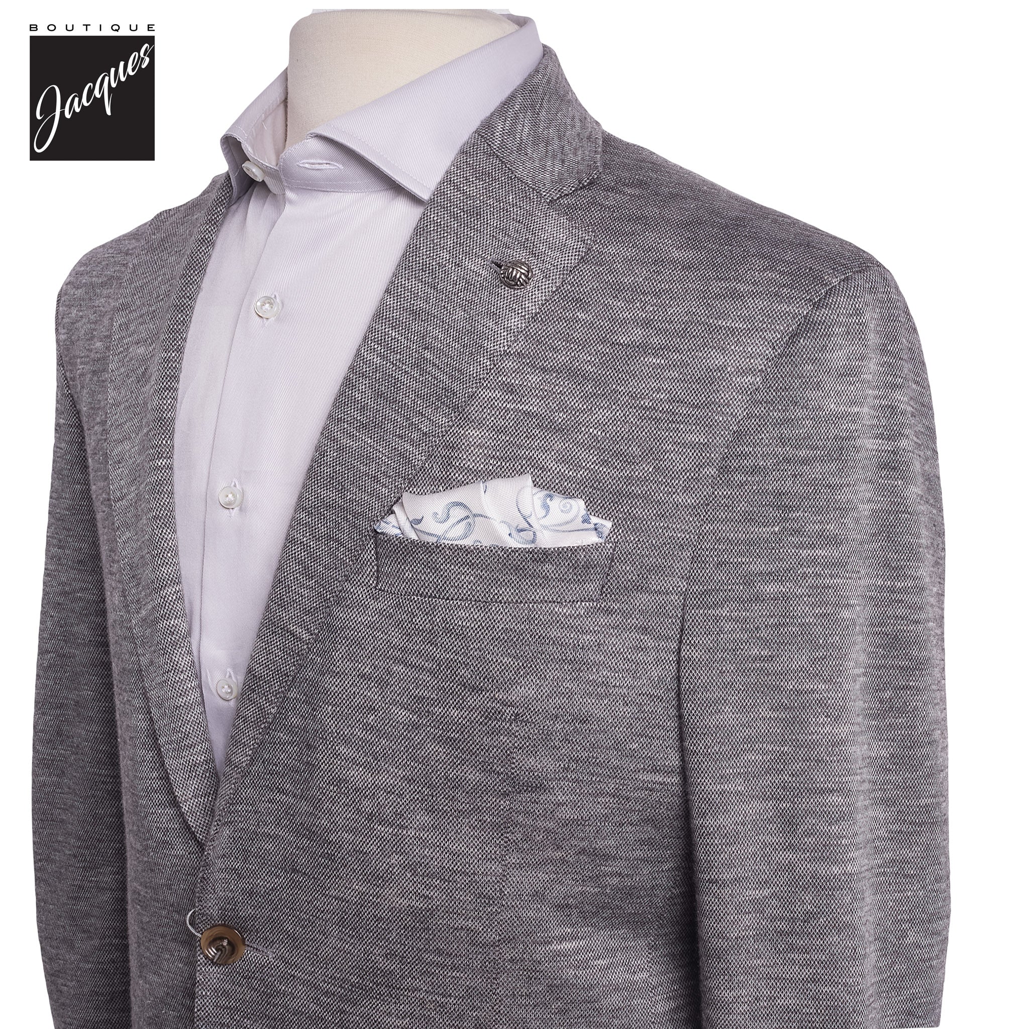 Gray Melange Wool/Silk/Linen Hartford Contemporary Fit Sport Jacket - Jack Victor