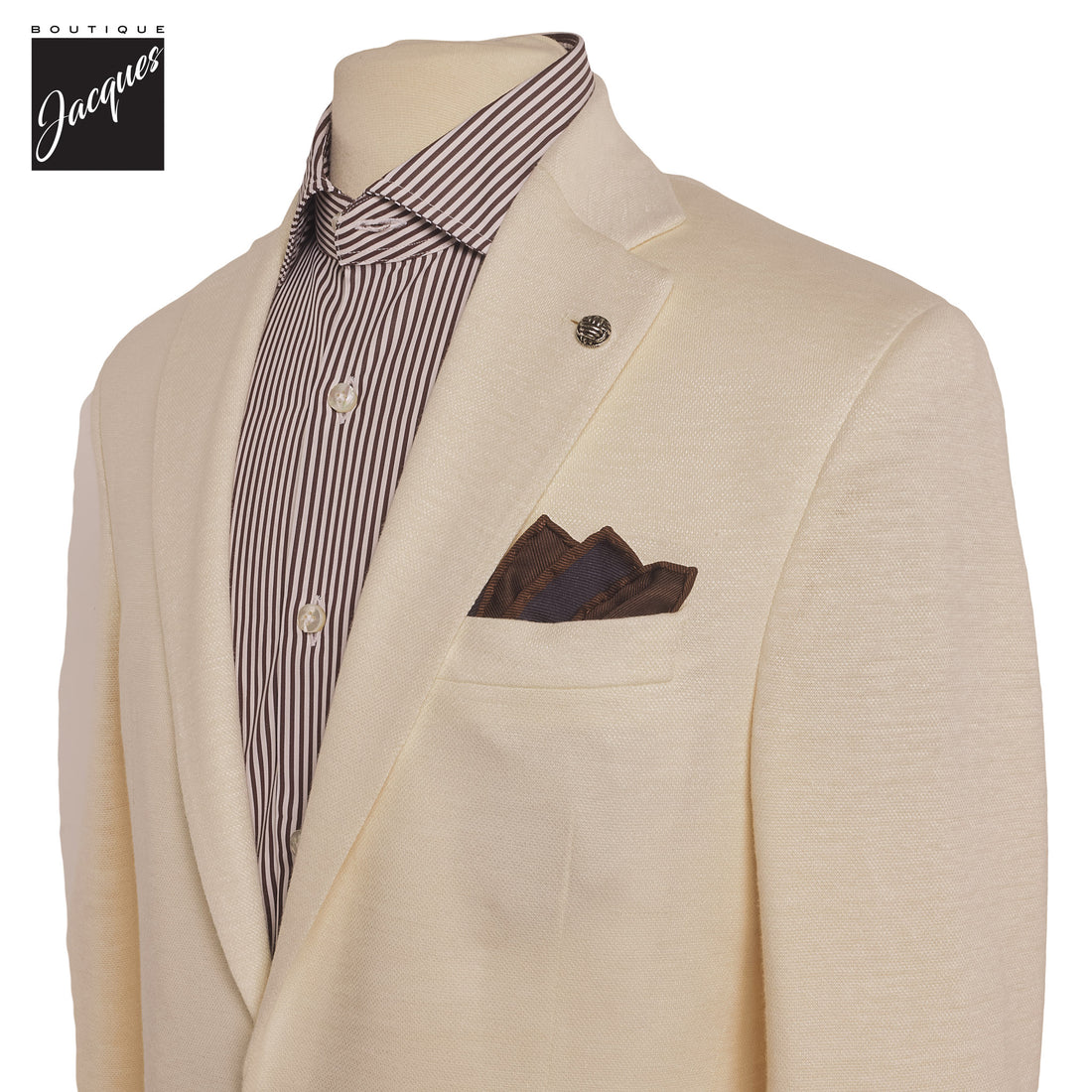 White Linen/Wool/Silk Knit Hartford Contemporary Fit Sport Jacket - Jack Victor