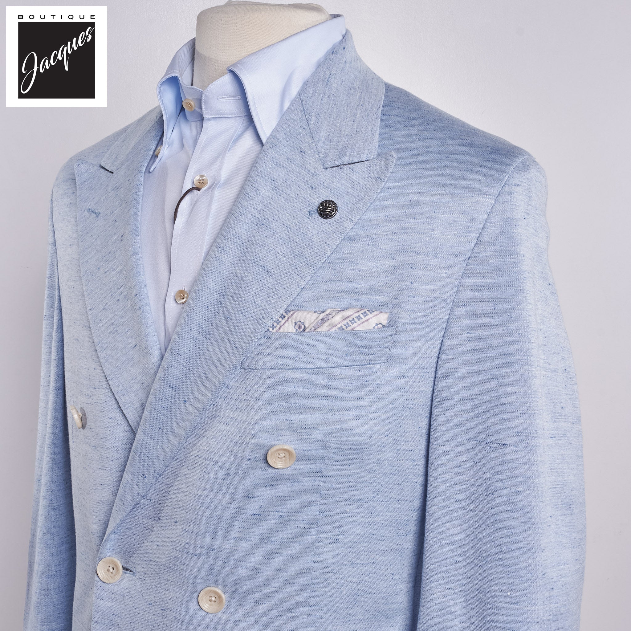 Light Blue Hill Contemporary Fit Double-Breasted Knit Sport Jacket - Jack Victor