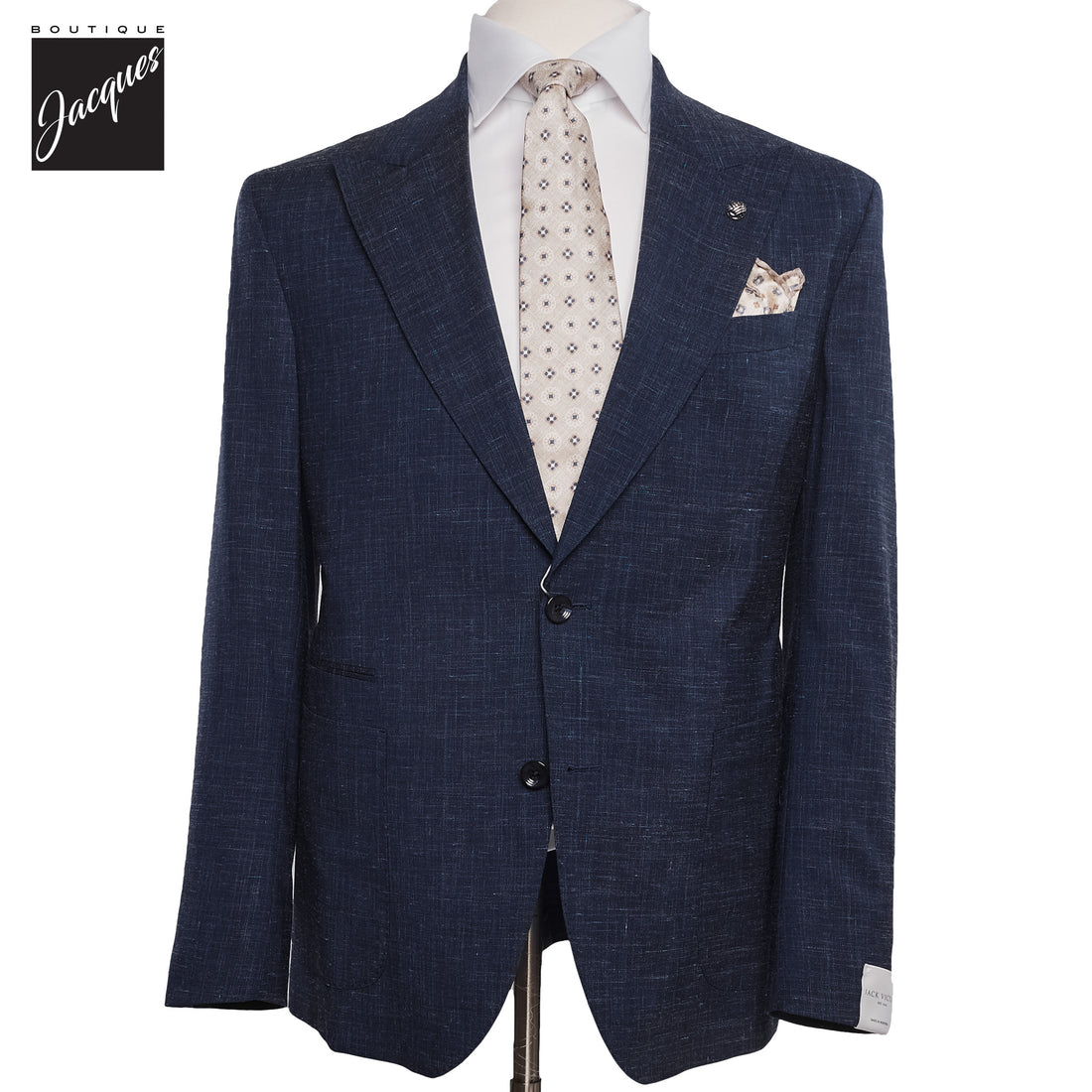 Blue Melange Neat Ivan Contemporary Fit Unconstructed Wool-Linen Suit - Jack Victor