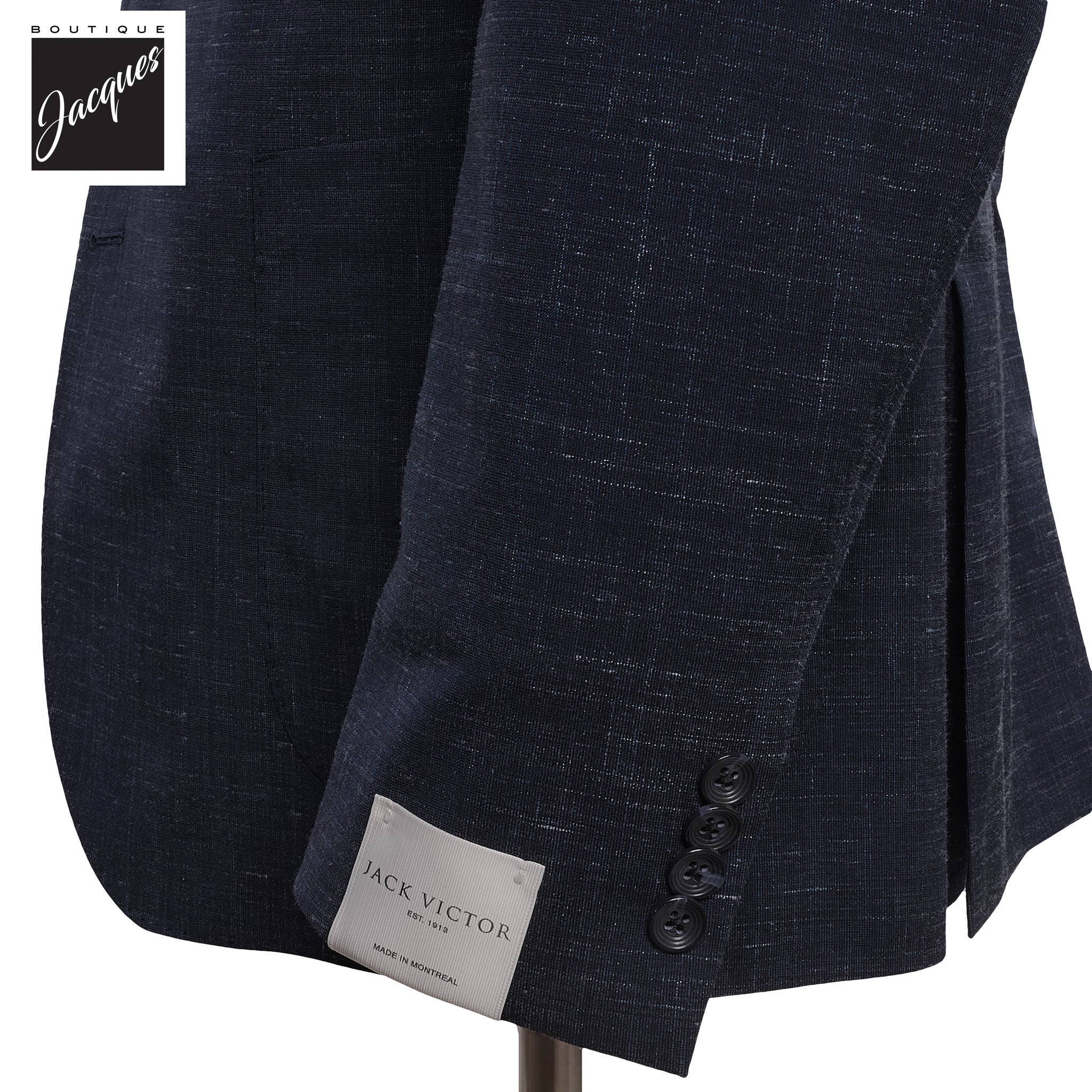 Blue Melange Neat Ivan Contemporary Fit Unconstructed Wool-Linen Suit - Jack Victor