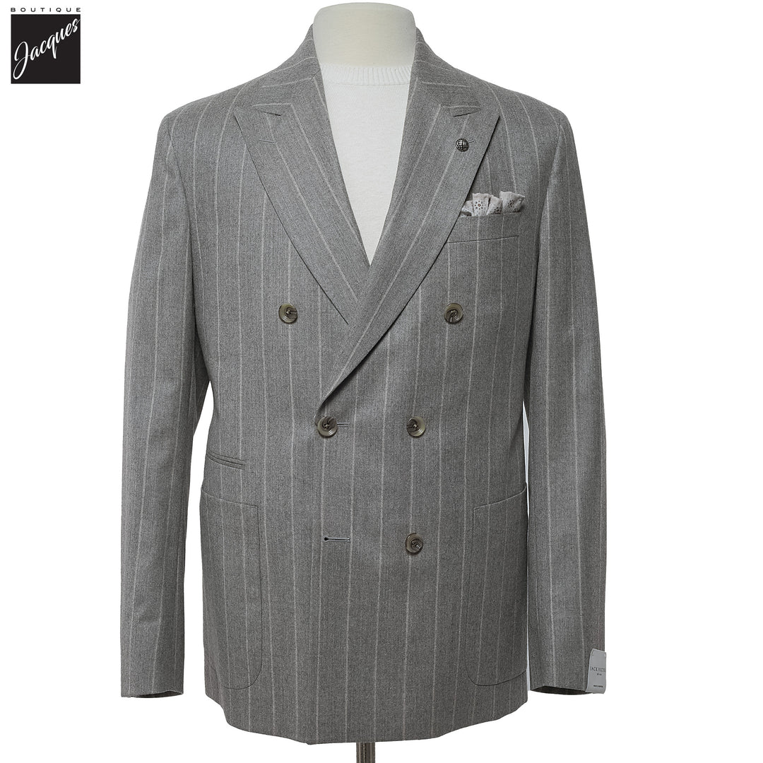 Gray Chalk Stripe Ian Contemporary Fit Unconstructed Suit - Jack Victor