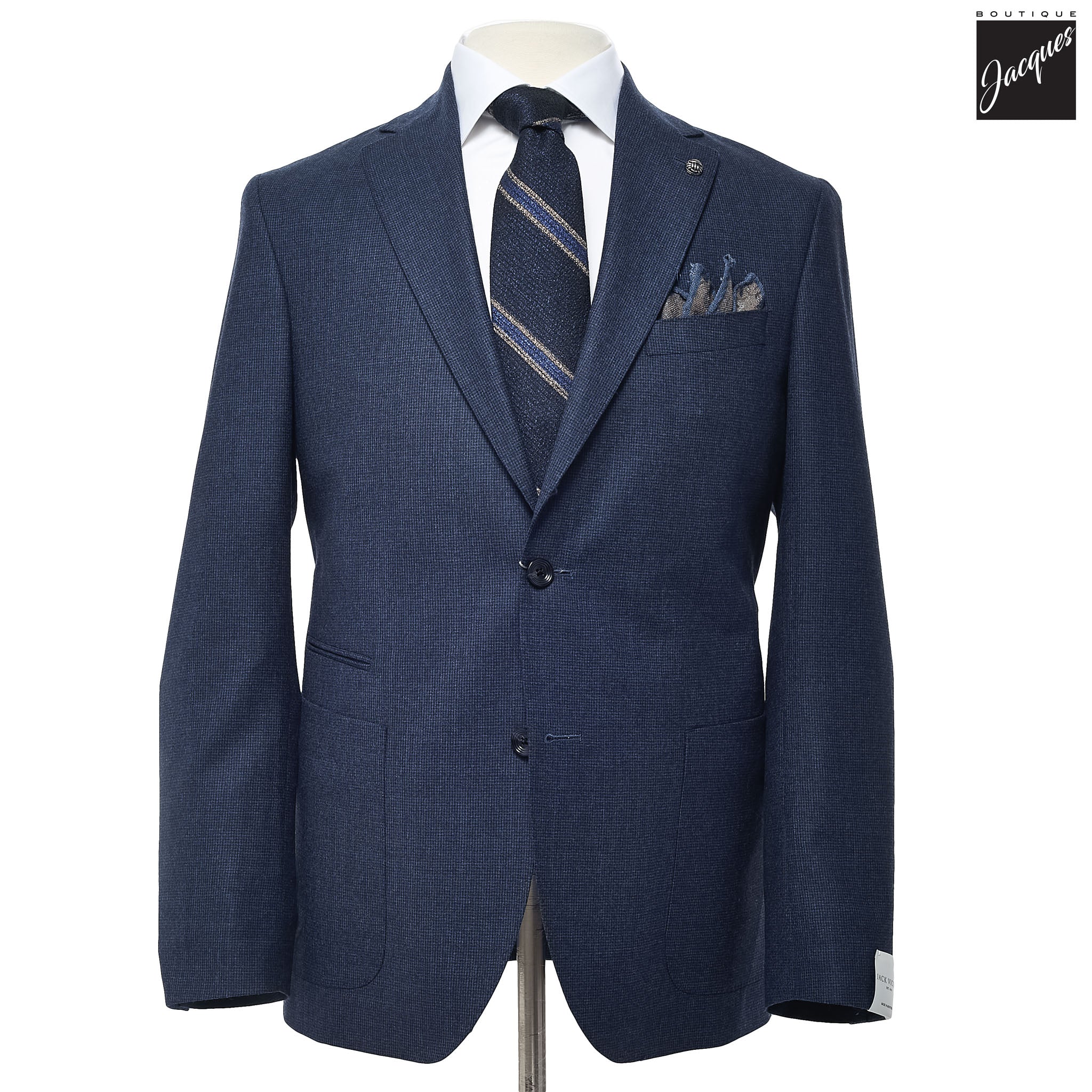 Blue Wool Cashmere Unconstructed Irving Contemporary Fit Wool Suit - Jack Victor