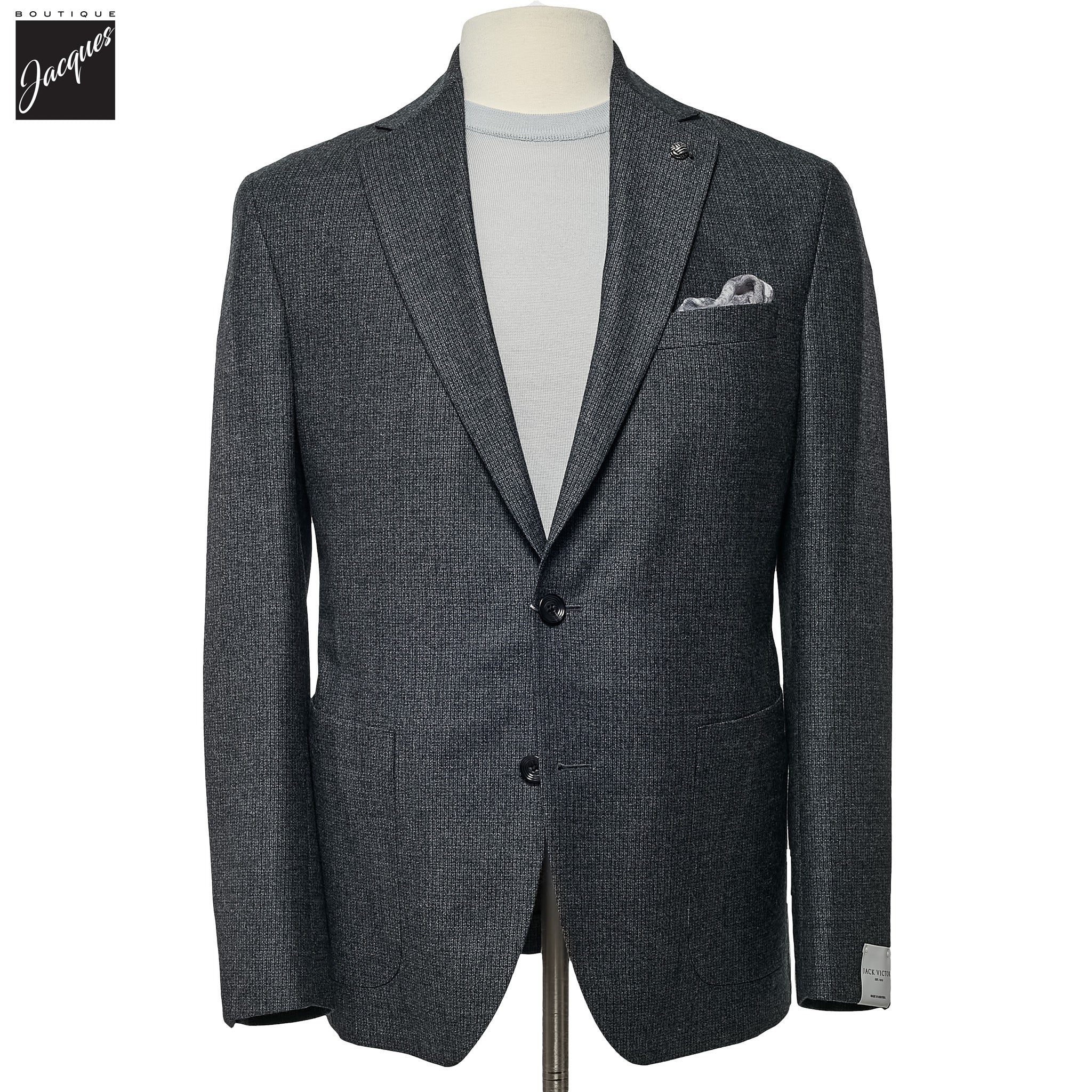 Charcoal Neat Wool Unconstructed Irving Contemporary Fit Wool Suit - Jack Victor