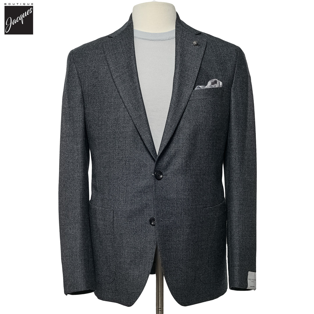 Charcoal Neat Wool Unconstructed Irving Contemporary Fit Wool Suit - Jack Victor