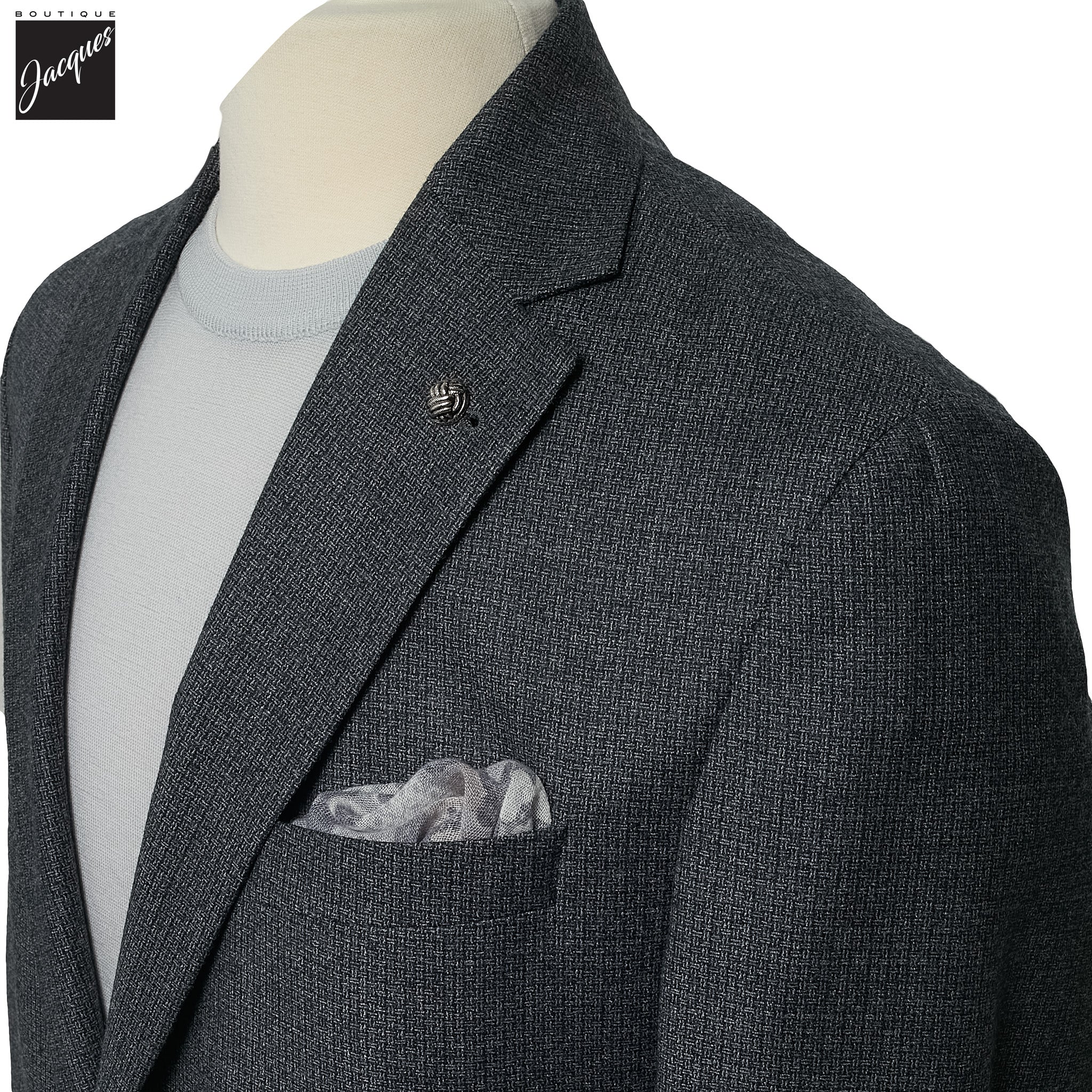 Charcoal Neat Wool Unconstructed Irving Contemporary Fit Wool Suit - Jack Victor