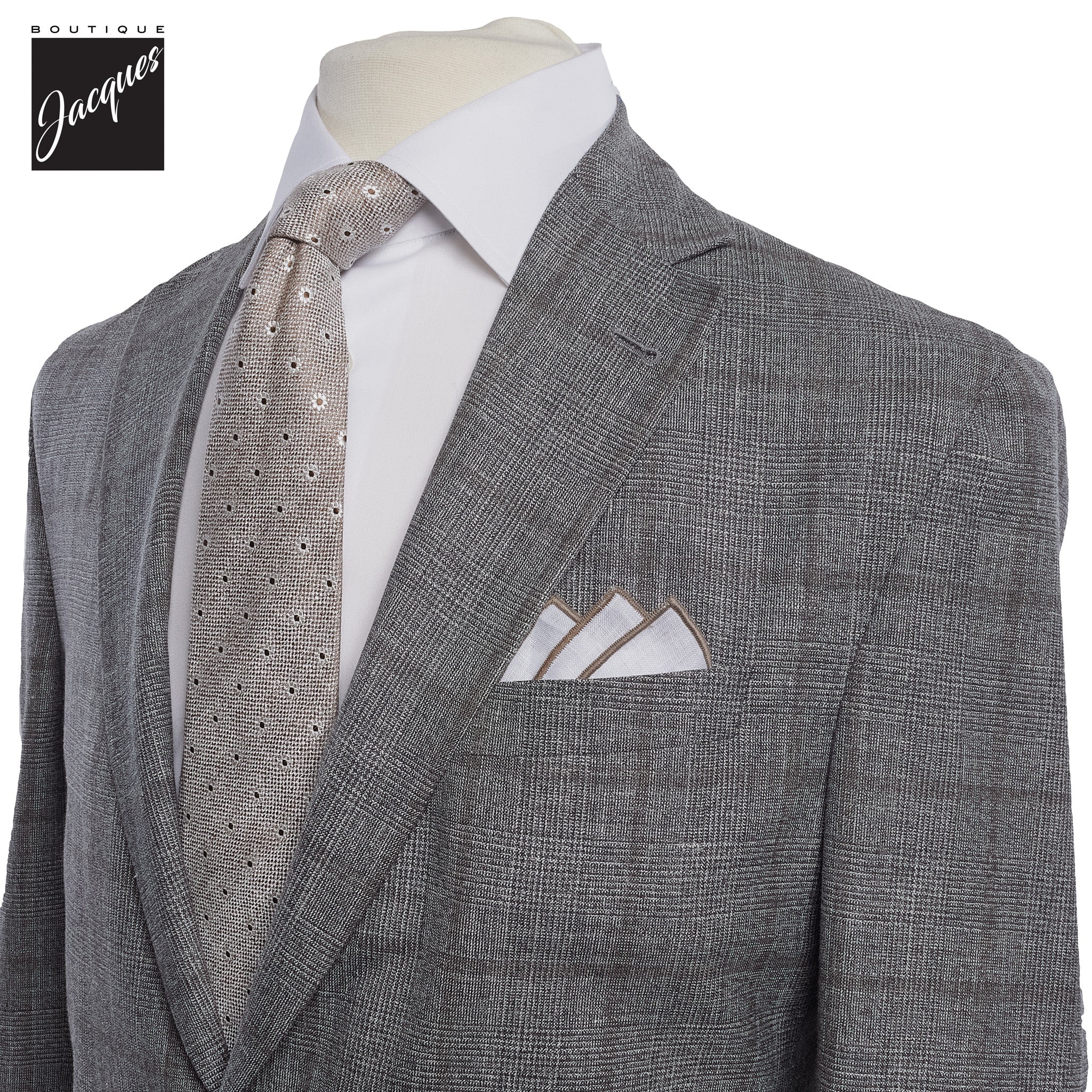 Gray Check Irving Contemporary Fit Wool Suit - Jack Victor