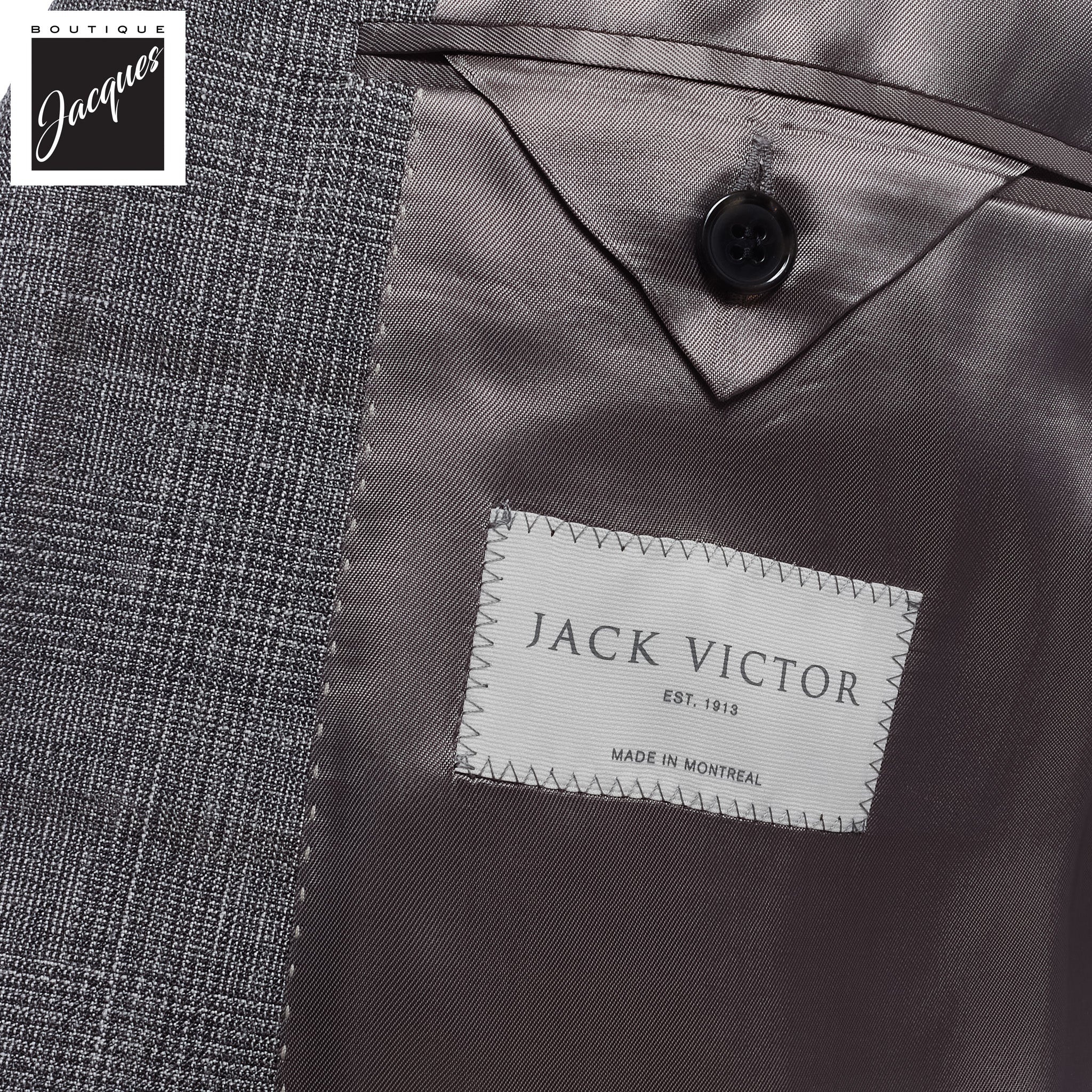 Gray Check Irving Contemporary Fit Wool Suit - Jack Victor