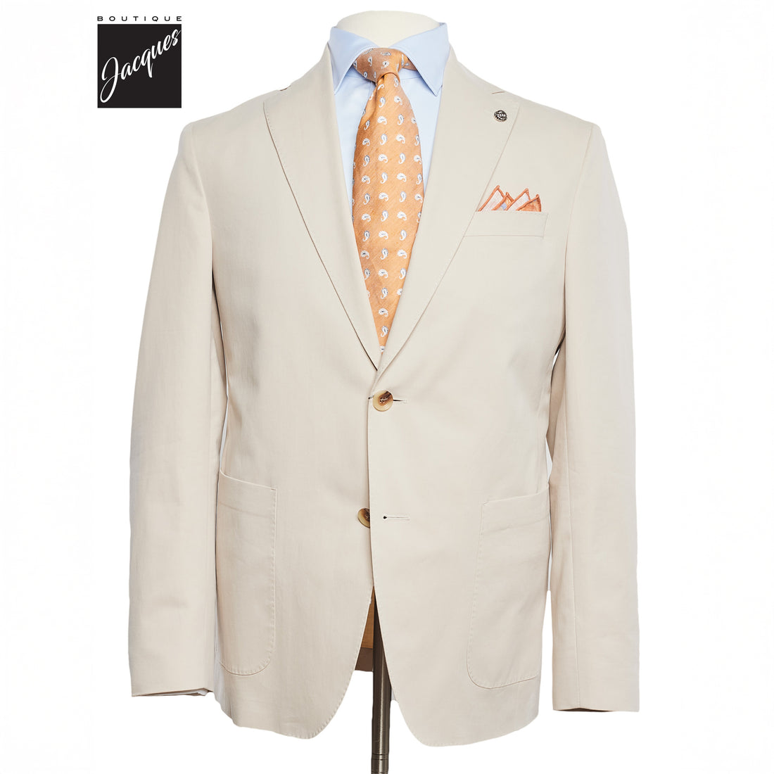 Beige Irving Cotton Cashmere Contemporary Fit Wool Suit - Jack Victor