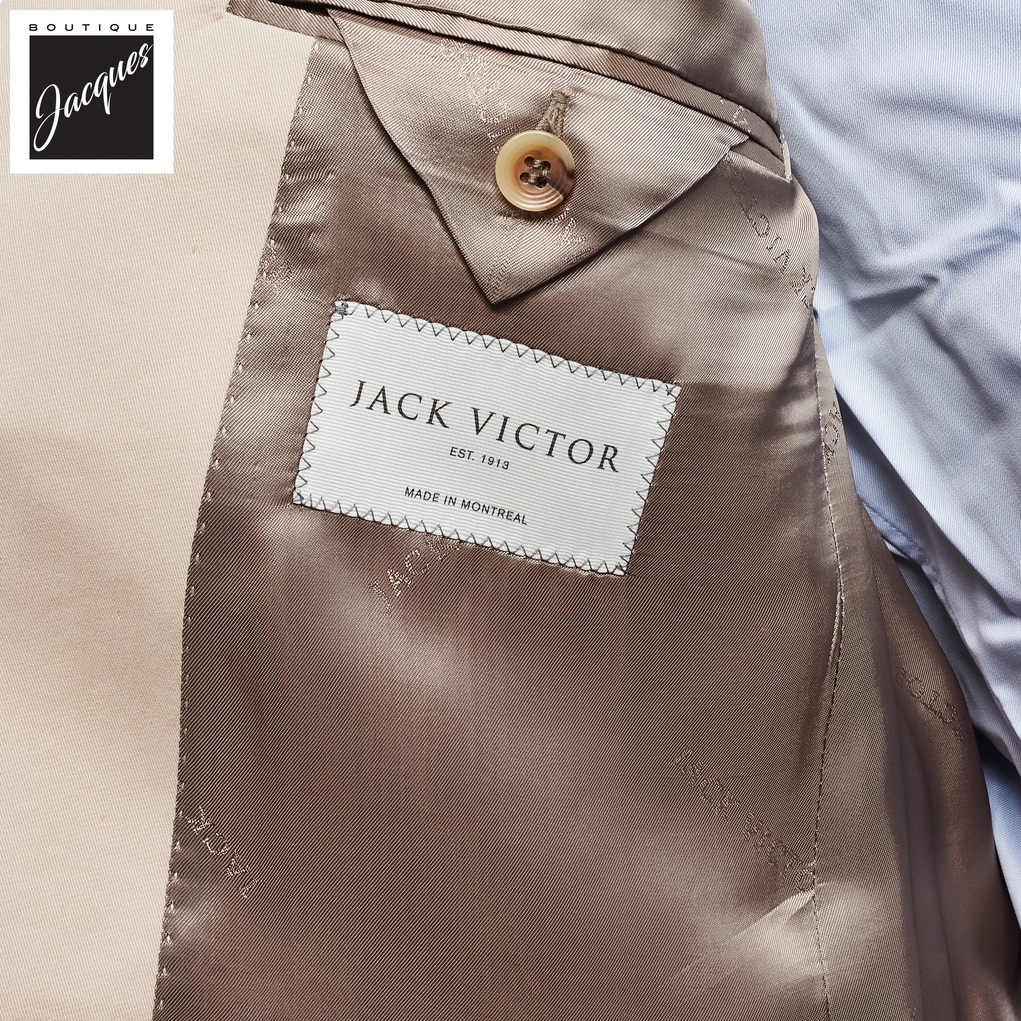 Beige Irving Cotton Cashmere Contemporary Fit Wool Suit - Jack Victor