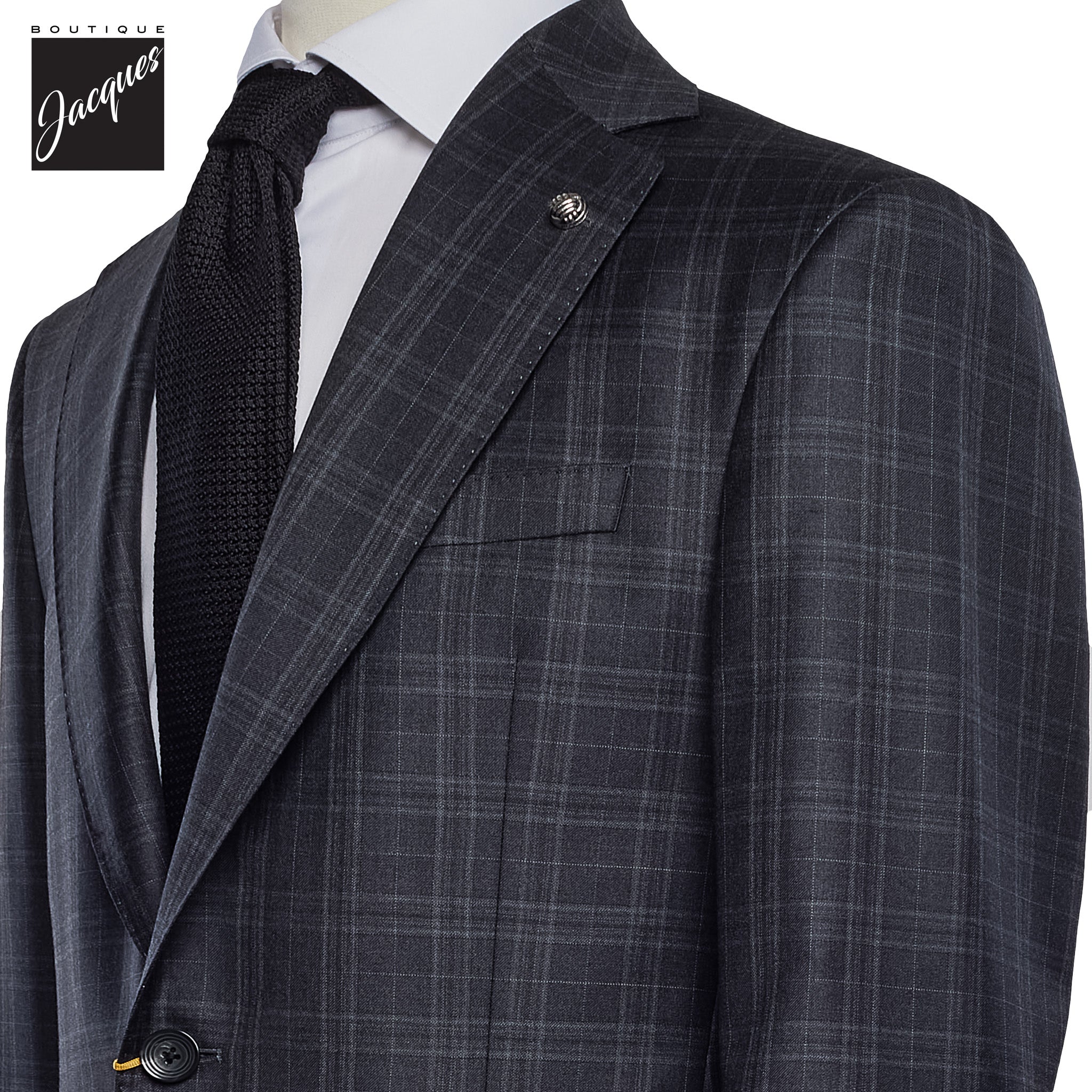 Gray Check Super 150's Wool Mason Contemporary Fit Suit - Jack Victor 1913