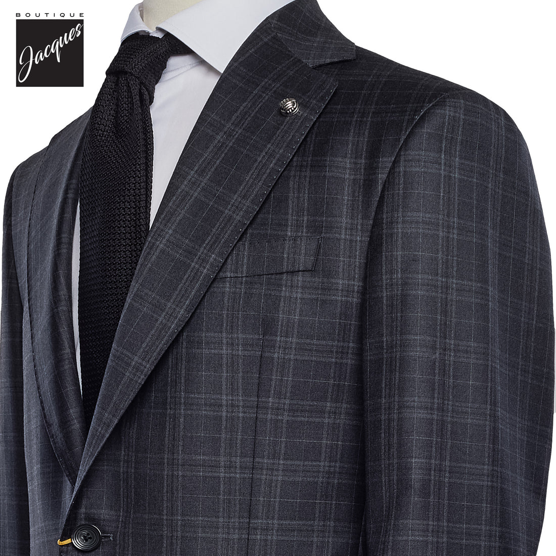 Gray Check Super 150's Wool Mason Contemporary Fit Suit - Jack Victor 1913