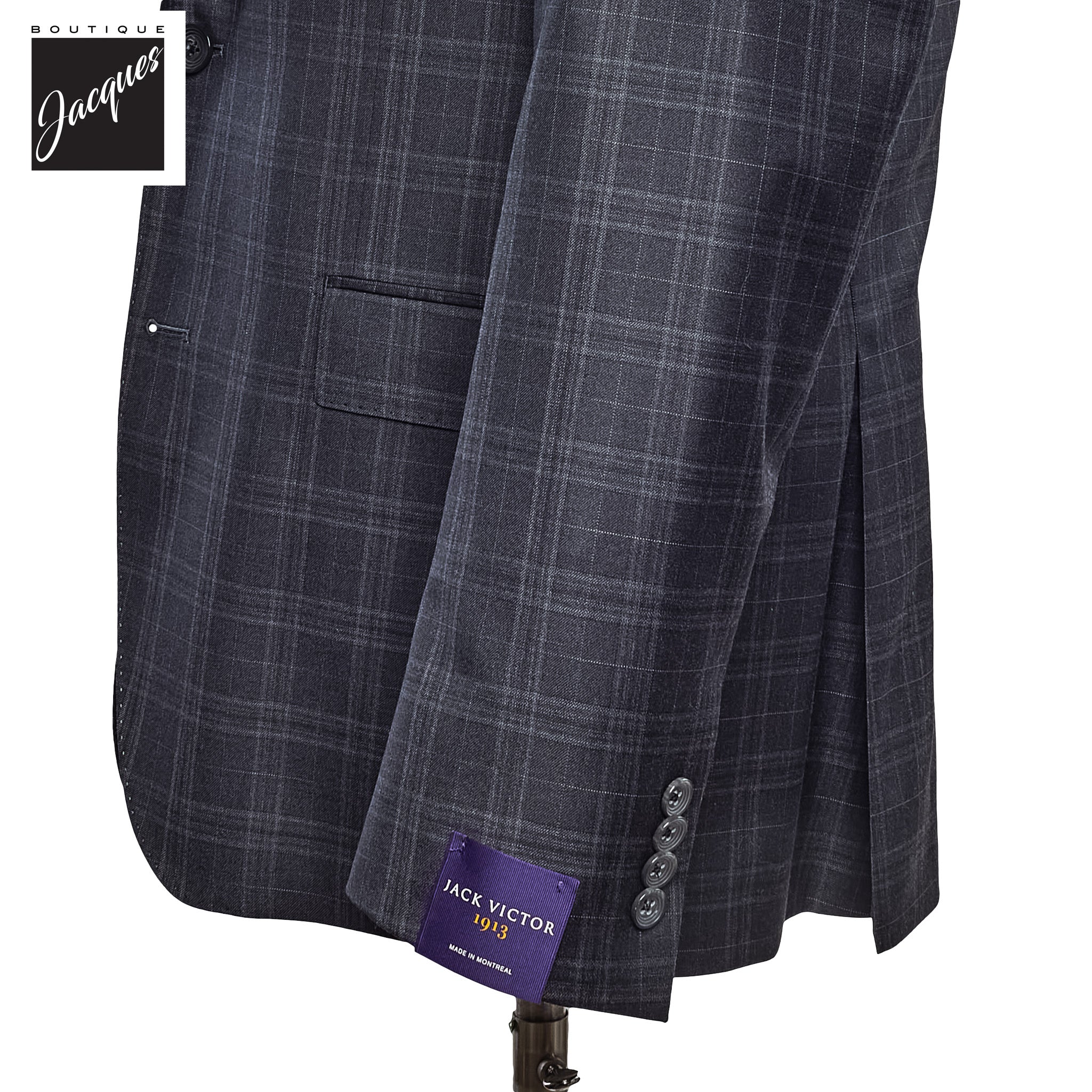 Gray Check Super 150's Wool Mason Contemporary Fit Suit - Jack Victor 1913