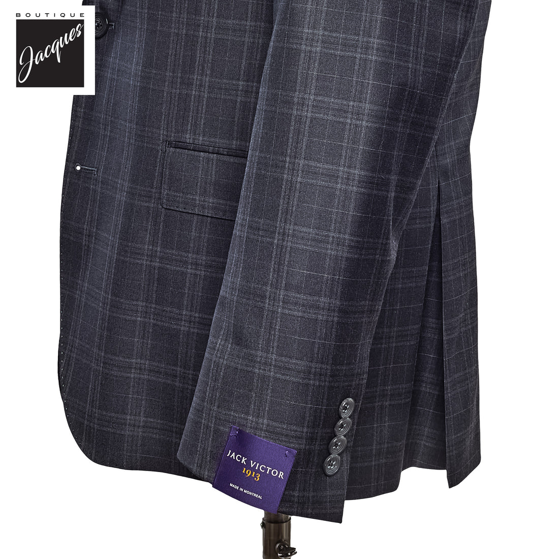Gray Check Super 150's Wool Mason Contemporary Fit Suit - Jack Victor 1913