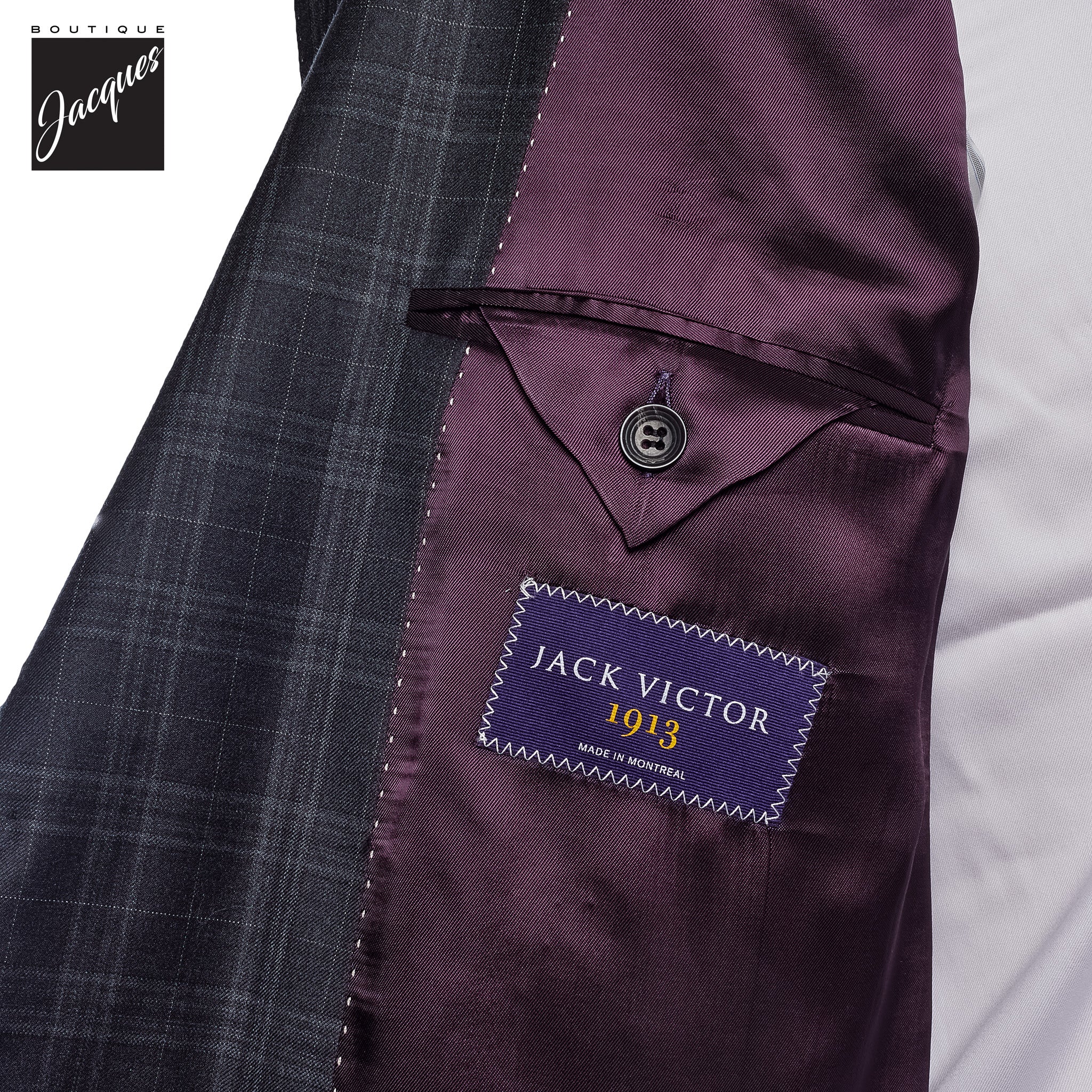 Gray Check Super 150's Wool Mason Contemporary Fit Suit - Jack Victor 1913