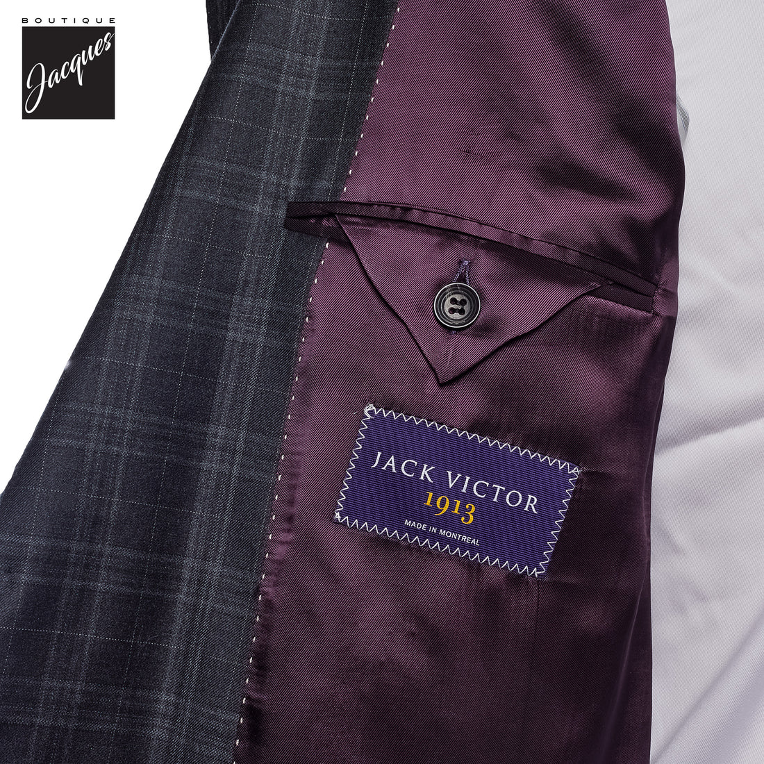 Gray Check Super 150's Wool Mason Contemporary Fit Suit - Jack Victor 1913