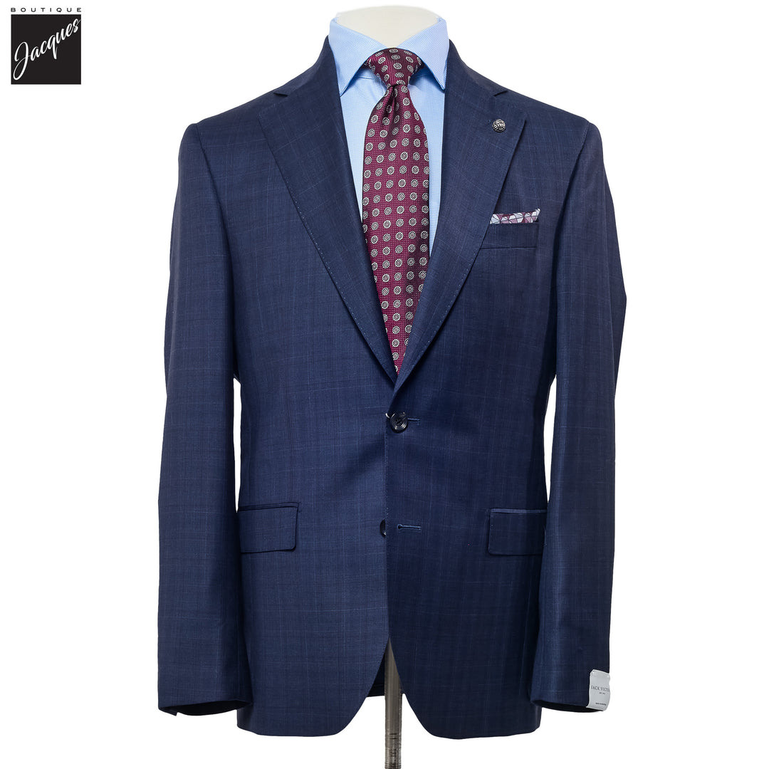 Blue Check Super 150s Merino Wool Mason Contemporary Fit Suit - Jack Victor 1913 - Boutique Jacques International