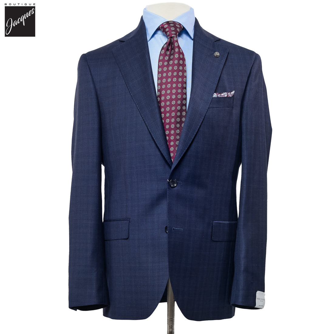 Blue Check Super 150s Merino Wool Mason Contemporary Fit Suit - Jack Victor 1913