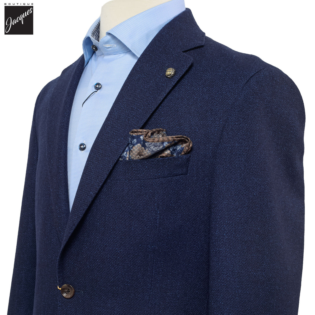 Blue Melange Mcallen Contemporary Fit Wool Sport Coat - Jack Victor