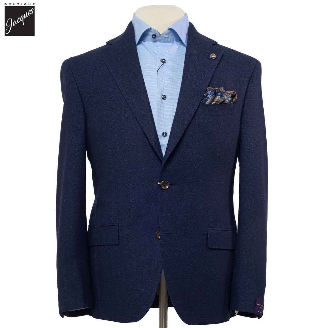 Blue Melange Mcallen Contemporary Fit Wool Sport Coat - Jack Victor