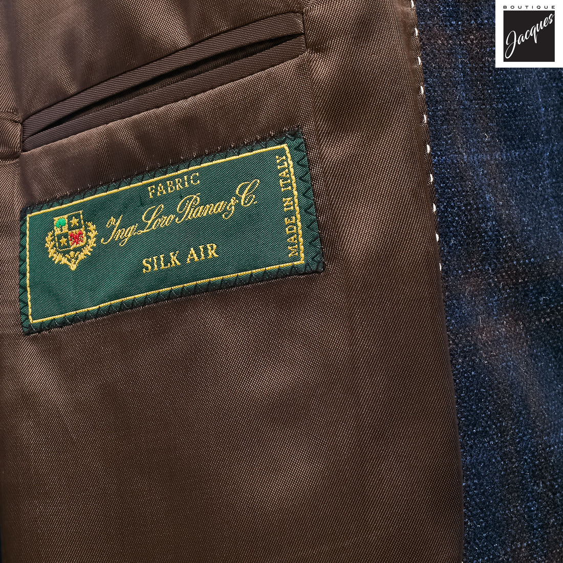 Navy & Brown Check Loro Piana Wool/Silk/Cashmere Sport Jacket - Jack Victor