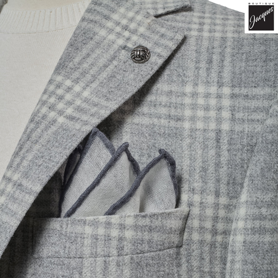 Light Gray Check McAllen Contemporary Fit Alpaca/Wool Sport Jacket - Jack Victor