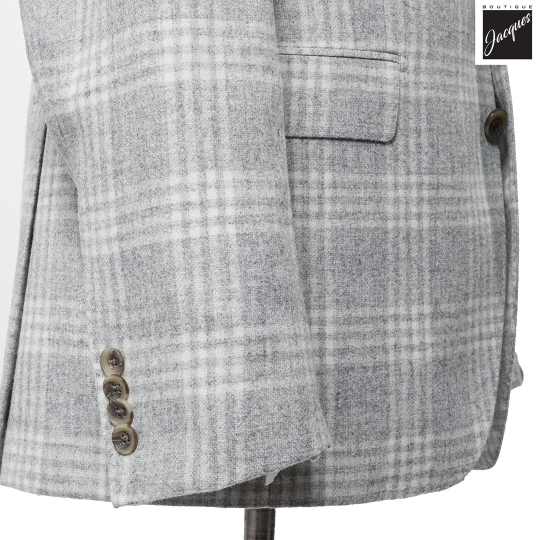 Light Gray Check McAllen Contemporary Fit Alpaca/Wool Sport Jacket - Jack Victor