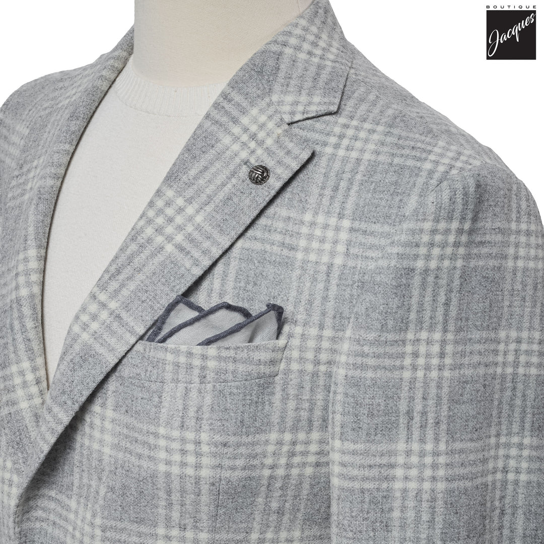 Light Gray Check McAllen Contemporary Fit Alpaca/Wool Sport Jacket - Jack Victor
