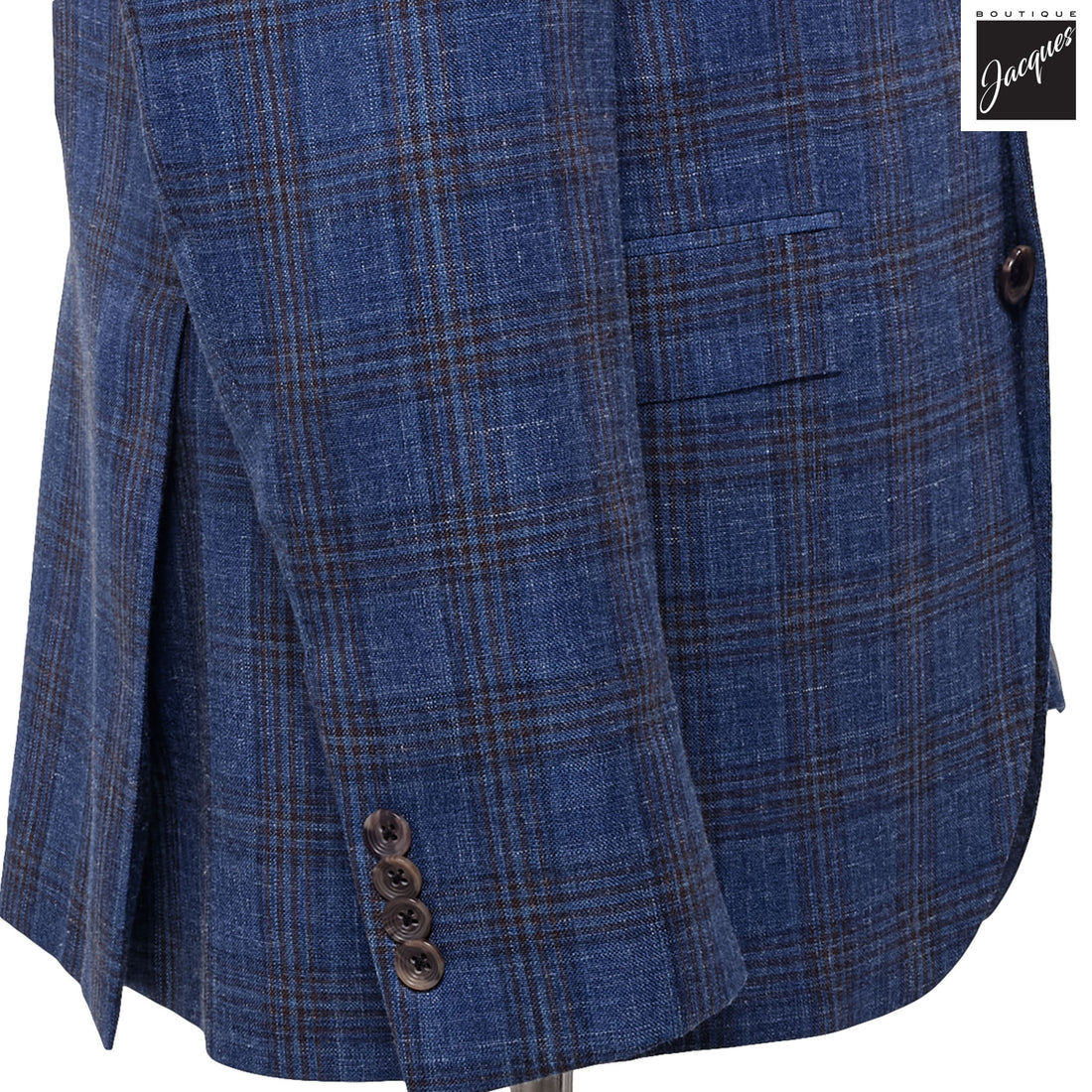 Blue Plaid Wool-Silk-Linen Midland Contemporary Fit Sport Jacket - Jack Victor