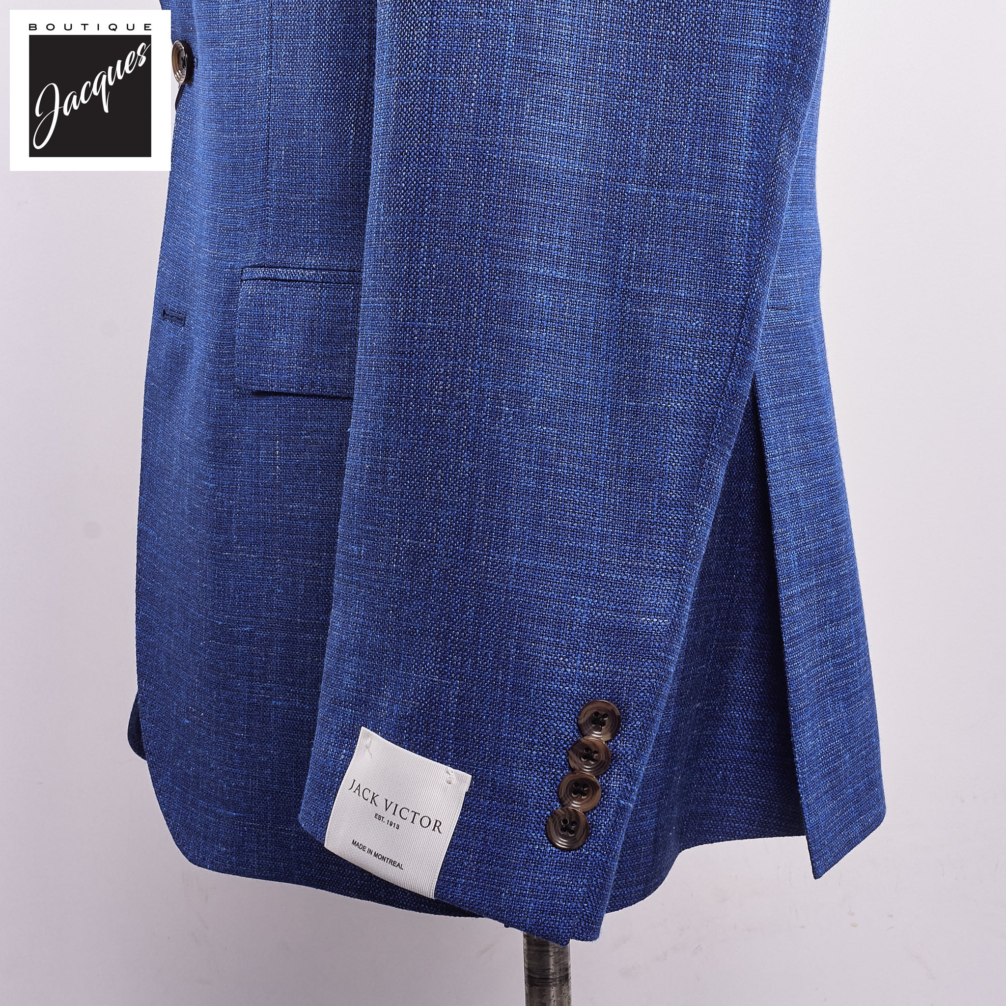 Royal Blue Melange Wool/Silk/Linen Midland Contemporary Fit Sport Jacket - Jack Victor