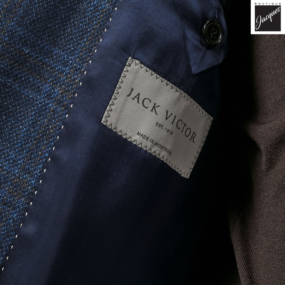 Dark Blue Check Wool-Silk-Cashmere Midland Contemporary Fit Sport Jacket - Jack Victor - Boutique Jacques International