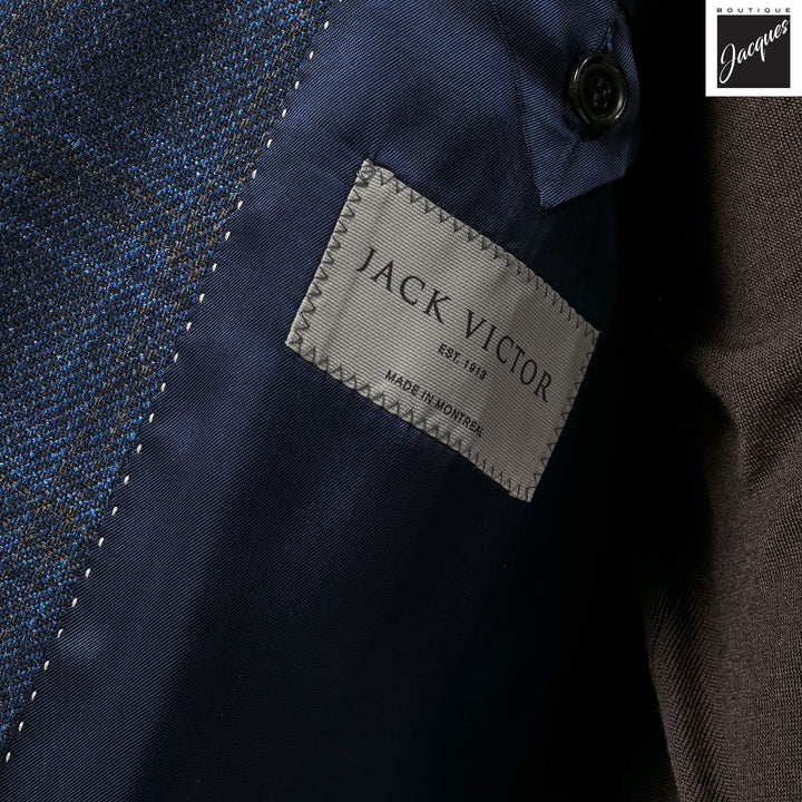 Dark Blue Check Wool-Silk-Cashmere Midland Contemporary Fit Sport Jacket - Jack Victor - Boutique Jacques International