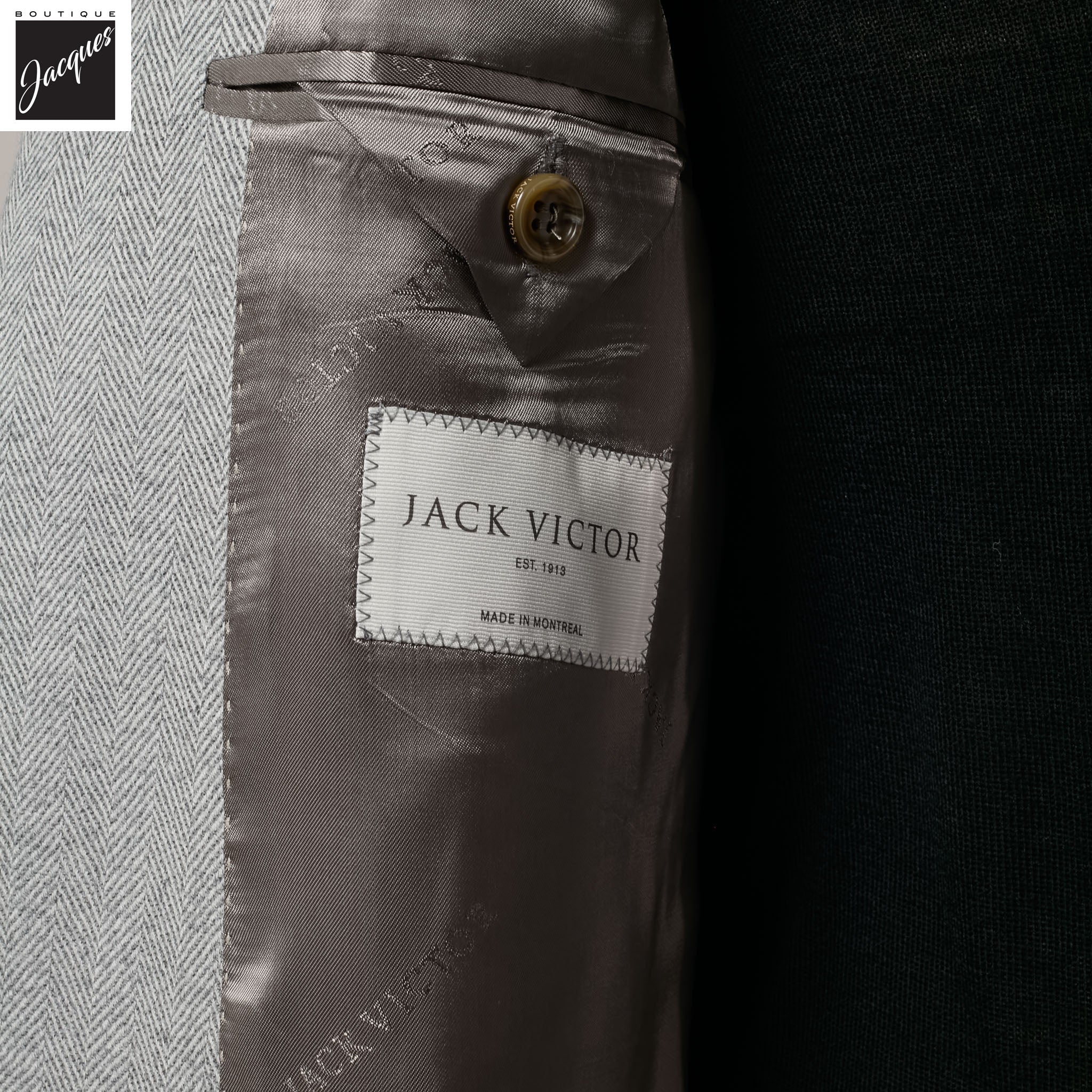 Gray Herringbone Midland Contemporary Wool Cashmere Sport Jacket - Jack Victor