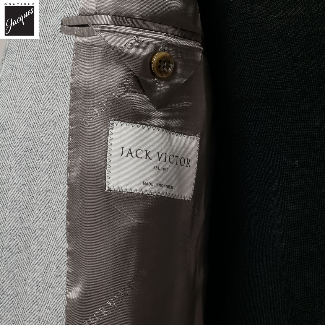 Gray Herringbone Midland Contemporary Wool Cashmere Sport Jacket - Jack Victor