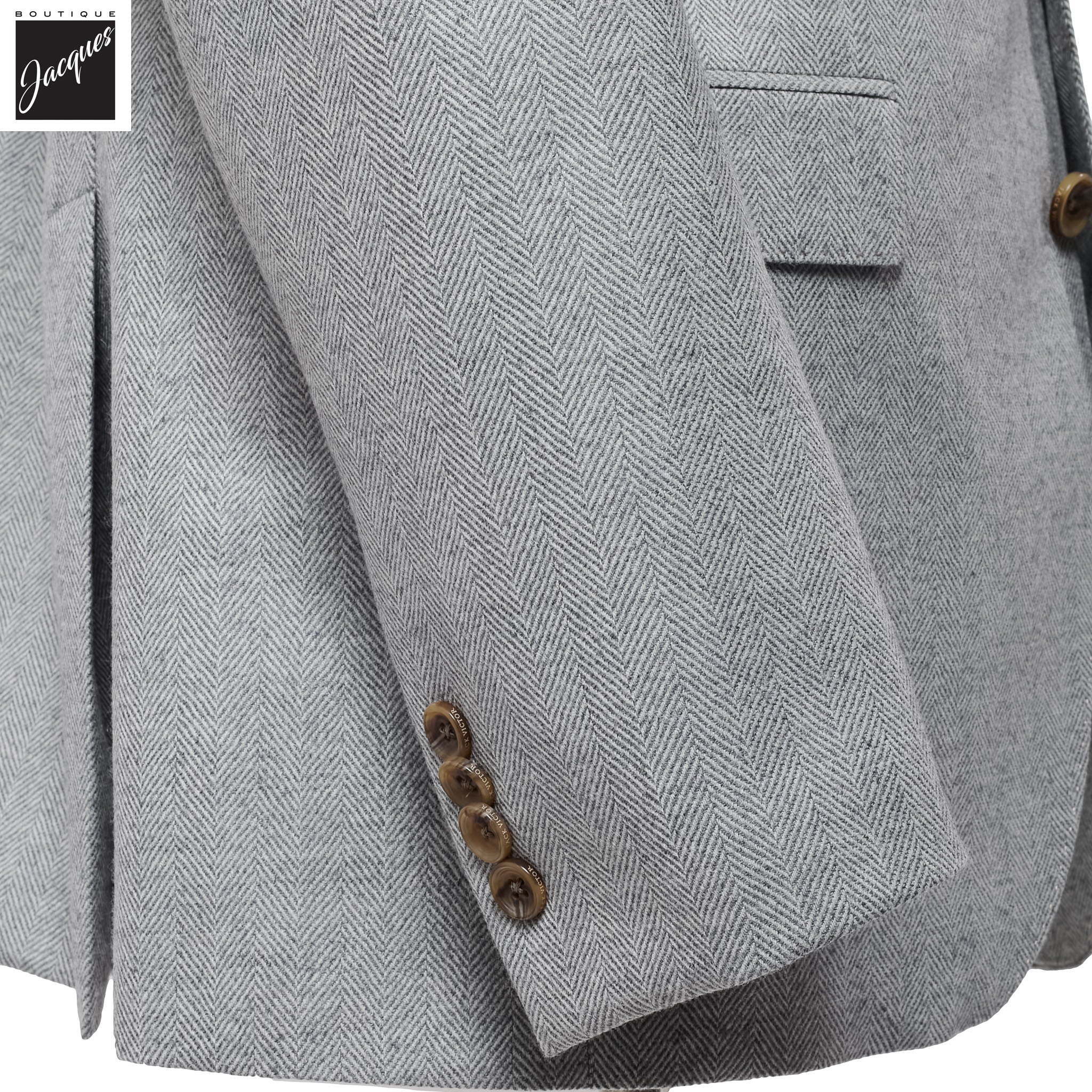Gray Herringbone Midland Contemporary Wool Cashmere Sport Jacket - Jack Victor