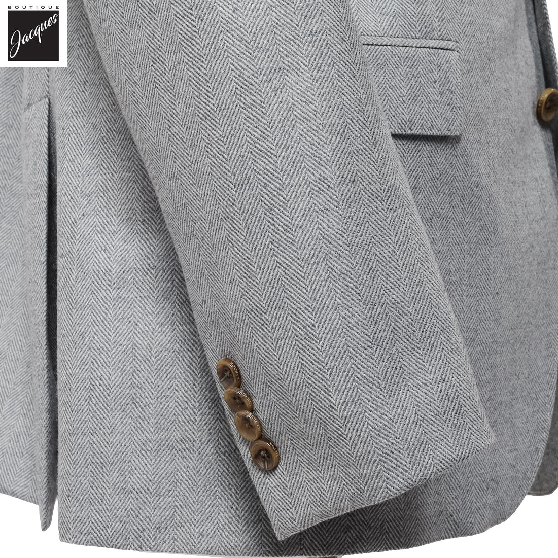 Gray Herringbone Midland Contemporary Wool Cashmere Sport Jacket - Jack Victor
