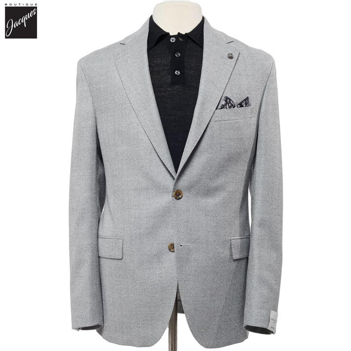 Gray Herringbone Midland Contemporary Wool Cashmere Sport Jacket - Jack Victor