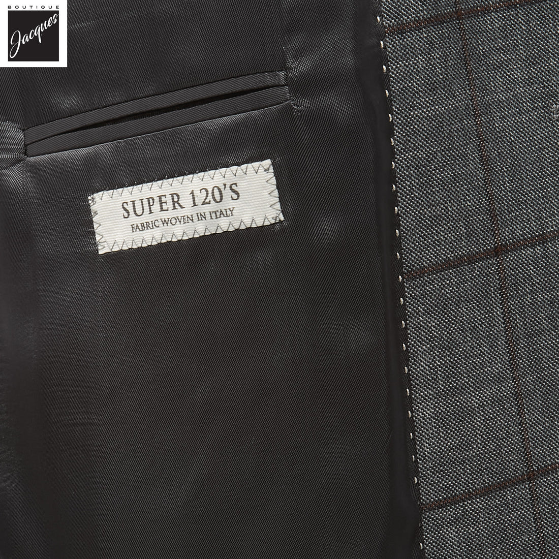 Gray & Brown Windowpane Montana Contemporary Fit Wool Suit - Jack Victor - Boutique Jacques International