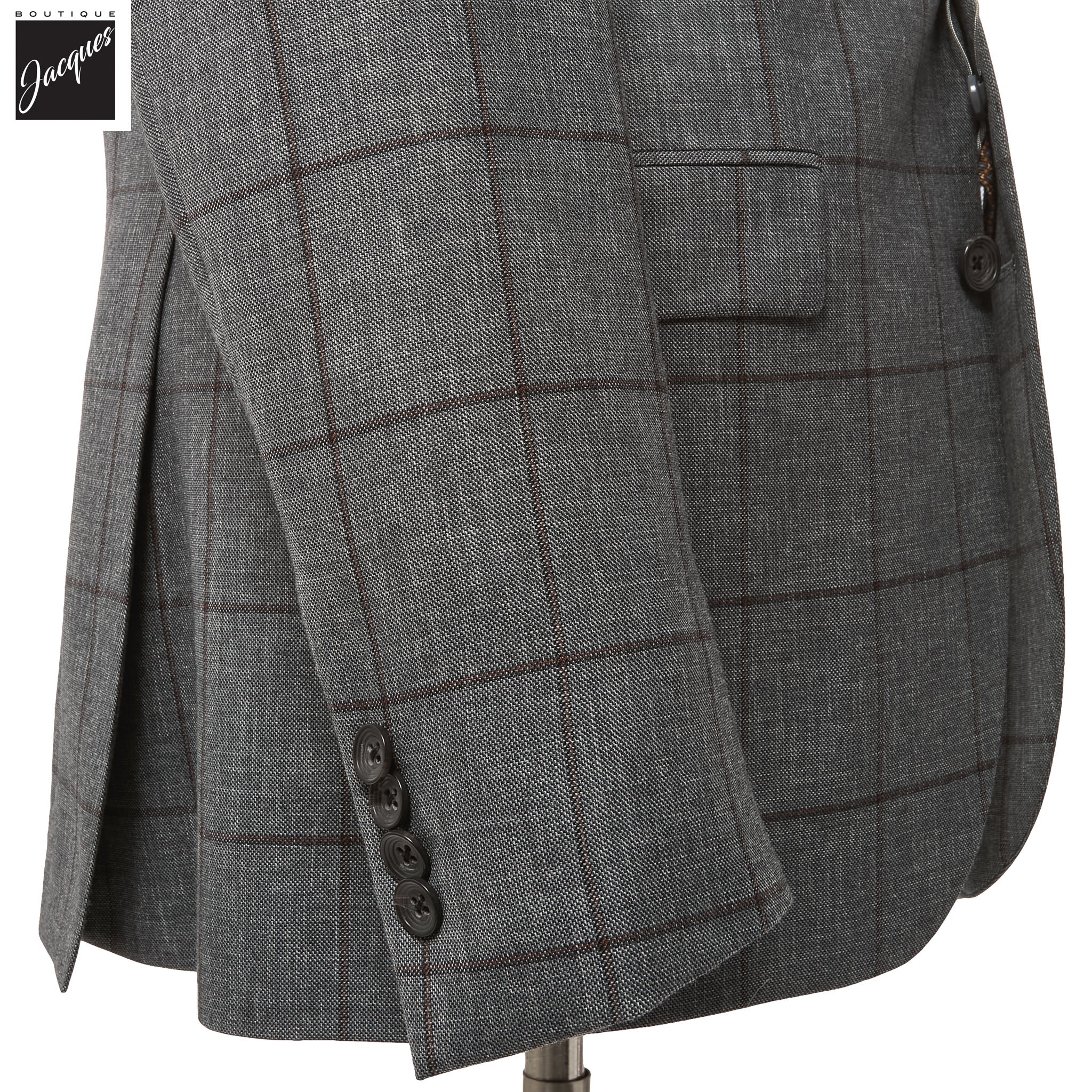 Gray & Brown Windowpane Montana Contemporary Fit Wool Suit - Jack Victor - Boutique Jacques International