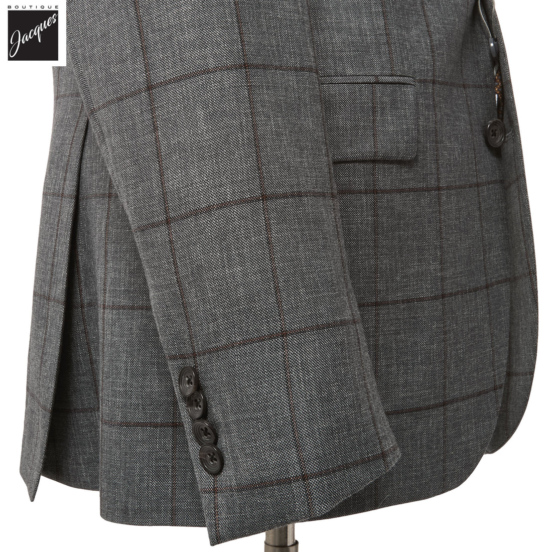 Gray & Brown Windowpane Montana Contemporary Fit Wool Suit - Jack Victor - Boutique Jacques International