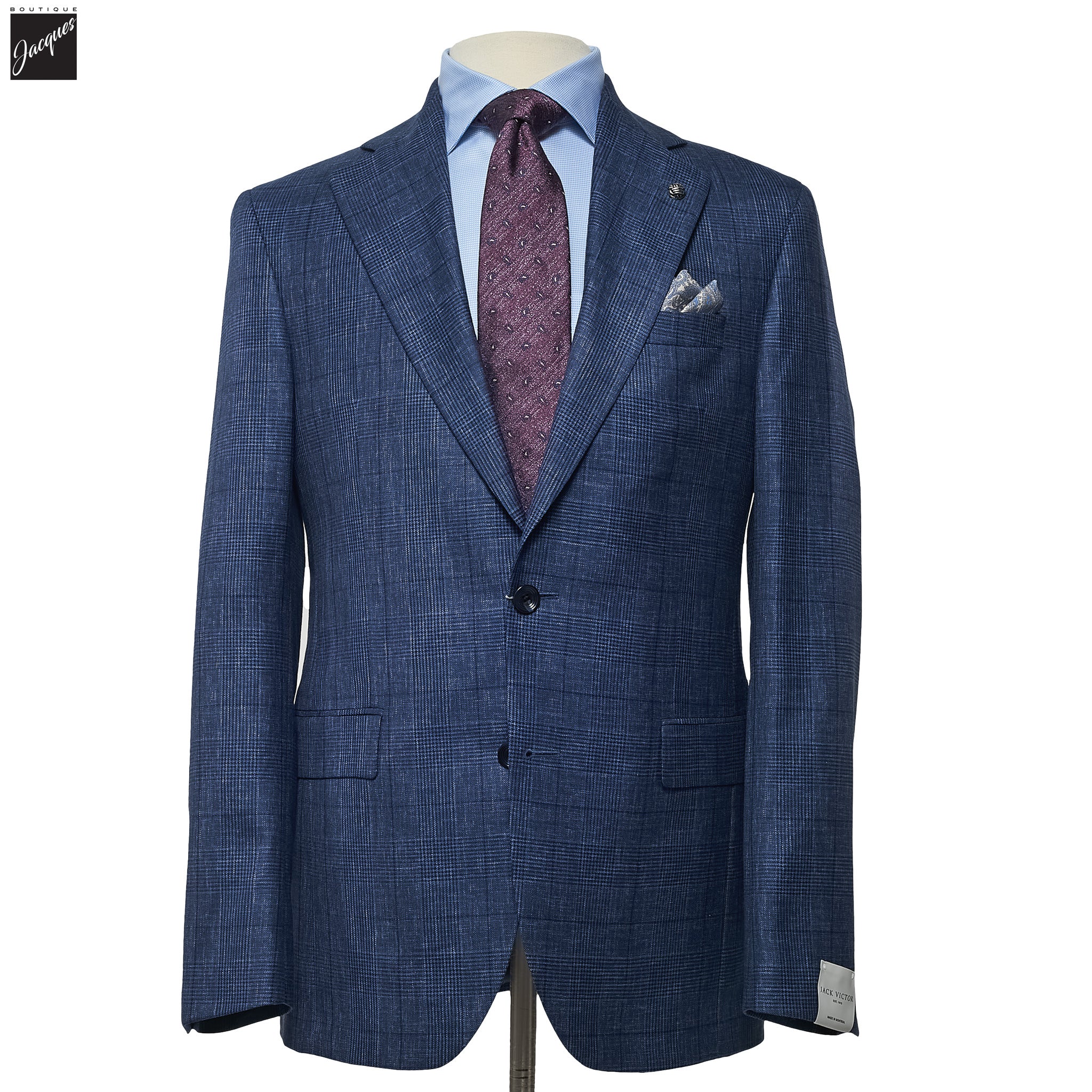 Blue Prince of Wales Montana Contemporary Fit Wool Suit - Jack Victor